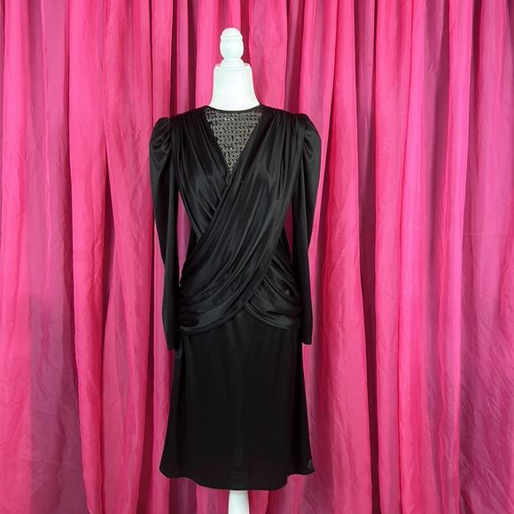 Vintage Diamond Run draped sequin long sleeved sheath cocktail party dress, 7 8 - Picture 1 of 8
